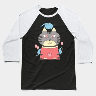 Cat Portrait Circus Elephant Baseball T-Shirt